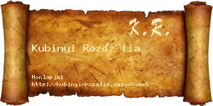 Kubinyi Rozália névjegykártya